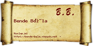 Bende Béla névjegykártya